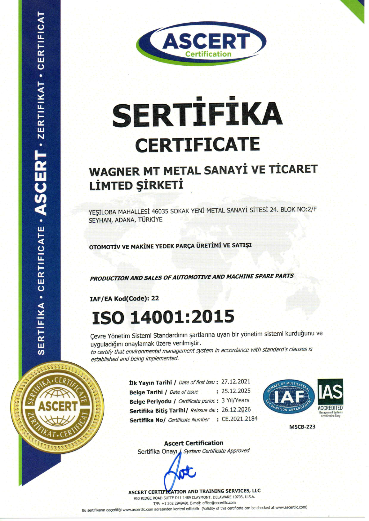 ISO 9001 sertifikası